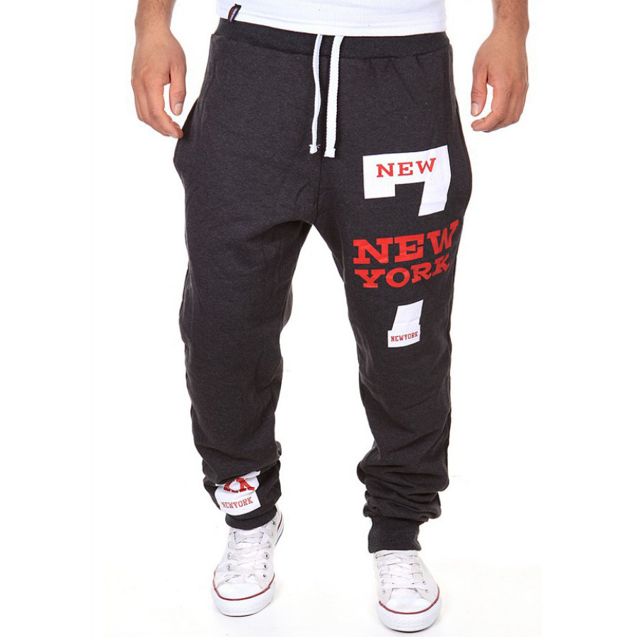 

Men's Casual Number 7 NEW YORK Letter Print Sweatpants