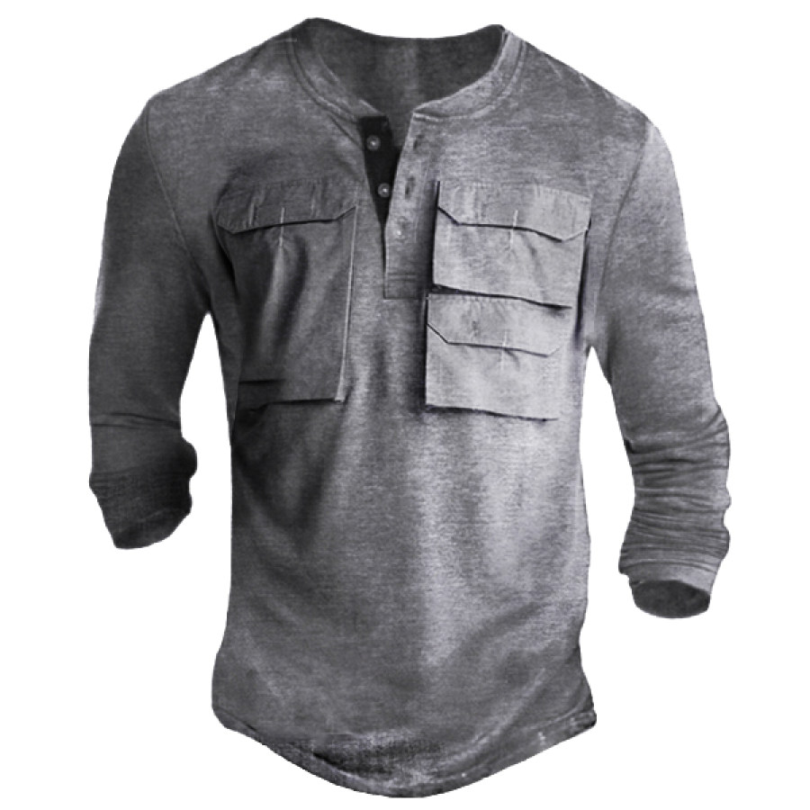 

Men's Outdoor Multi-pocket Tactical Henley T-Shirt