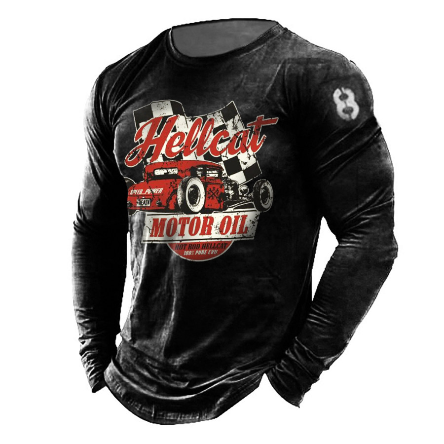 

Men's Outdoor Hellcat Motor Oil Print Long Sleeve T-Shirt