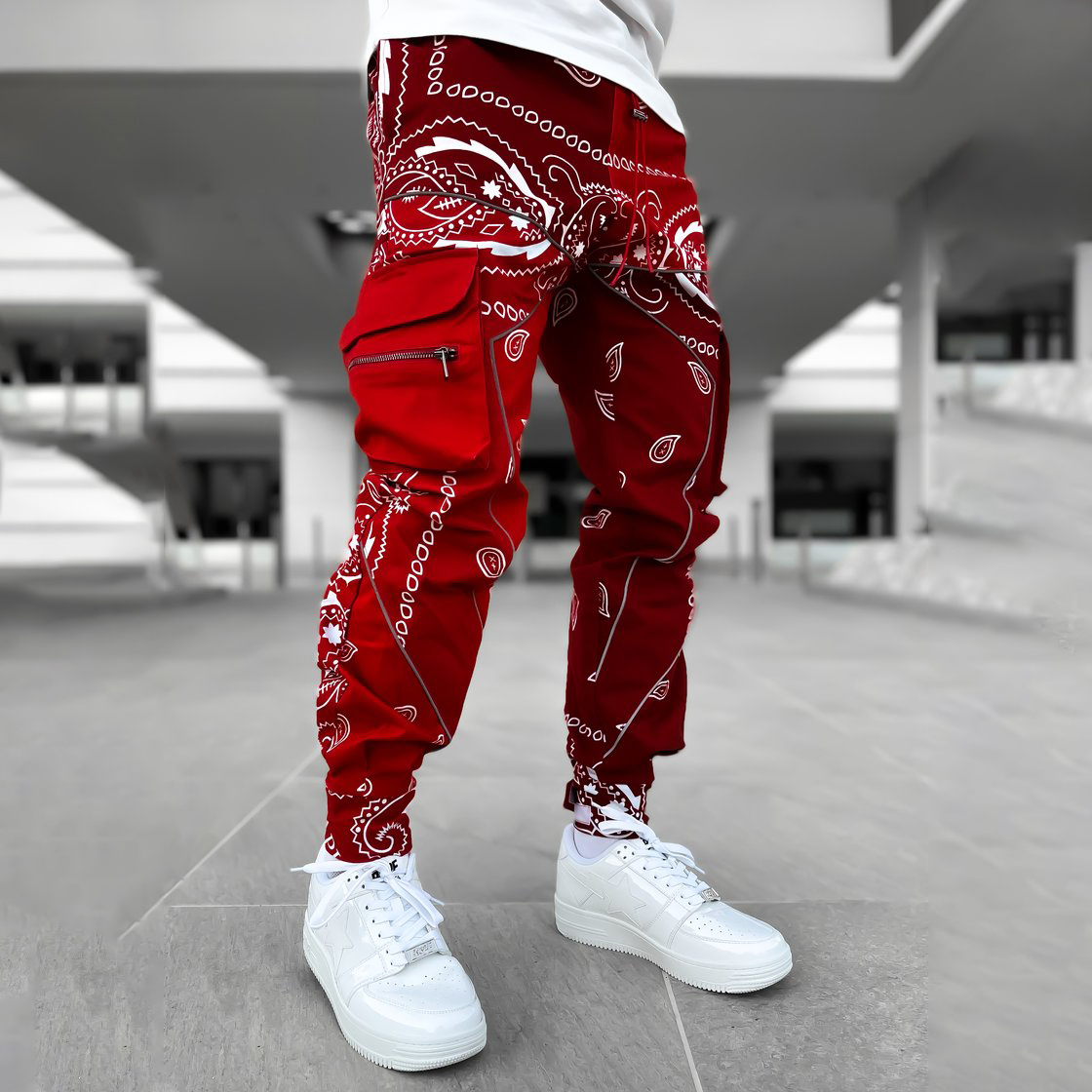Blood Red Paisley Cargo Pants