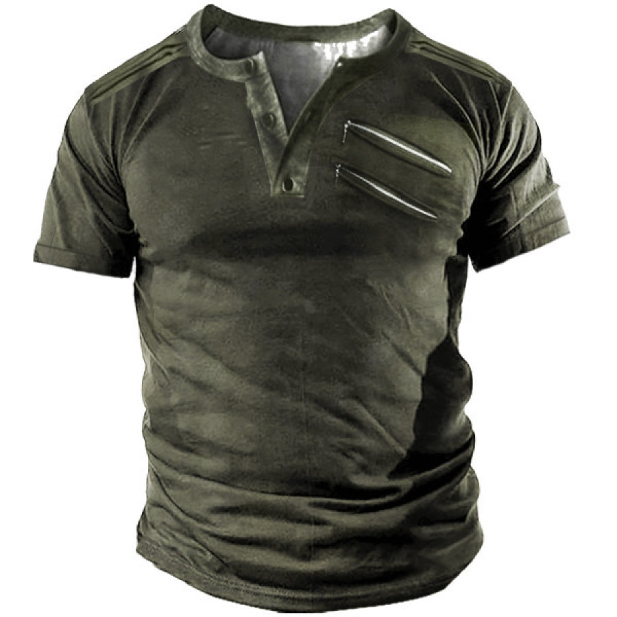 

Zipper Decorate Design Men's Outdoor Tactics Fitness T-Shirt
