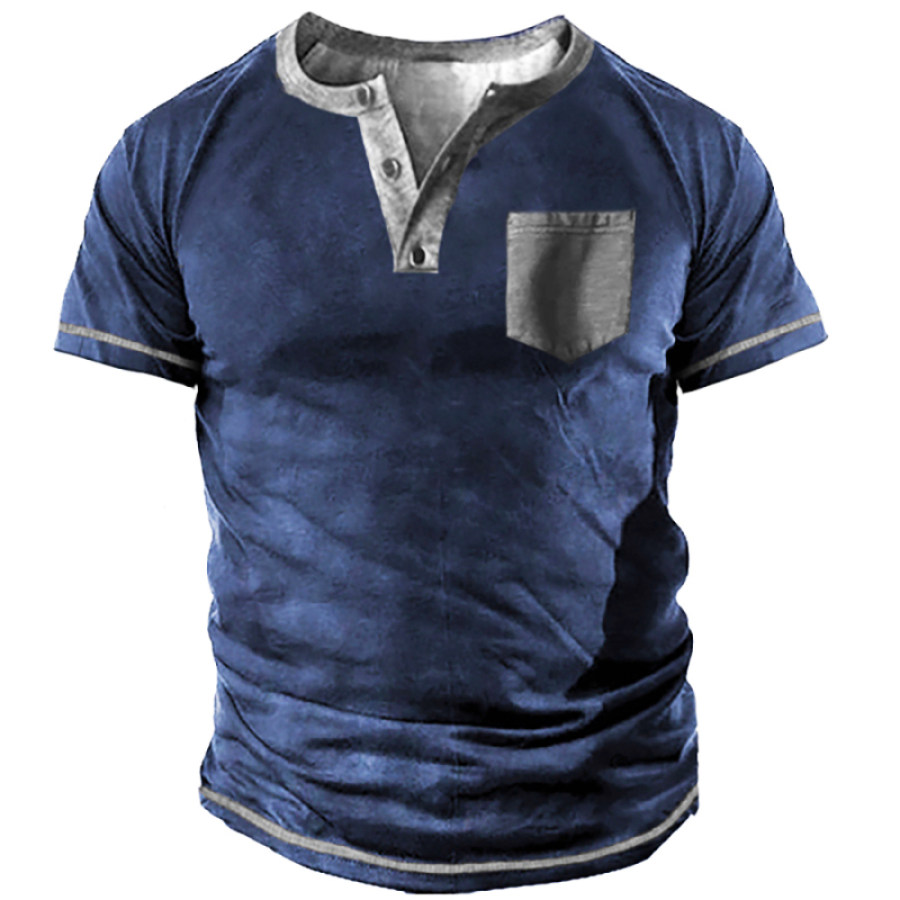 

Men's Vintage Print Henley Shirt