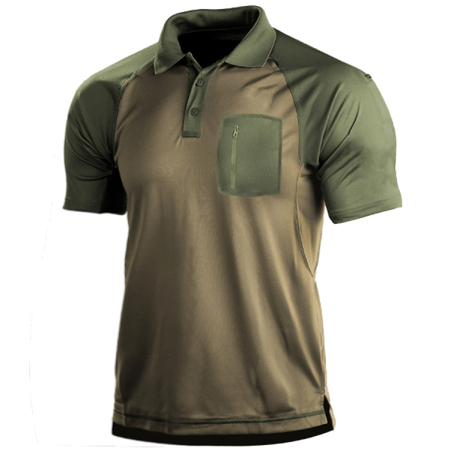 

Men's Outdoor Vintage Contrast Color Tactical Polo Sport T-Shirt