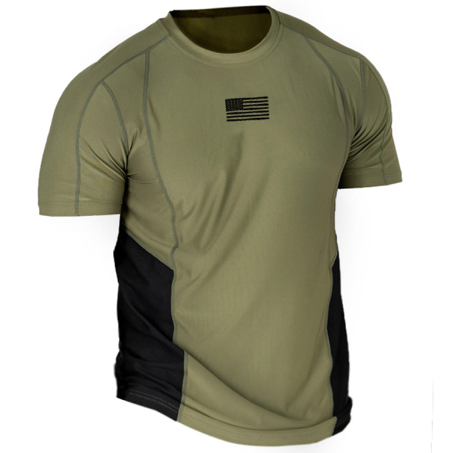 

Men's Outdoor American Flag Contrast Color Tactical Sport T-Shirt