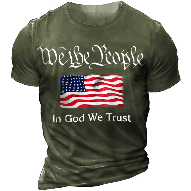 In God We Trust Chic American Flag Men's Cotton T-shirt
