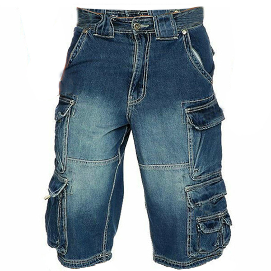 

Men's Multi-pocket Tactica Denim Shorts