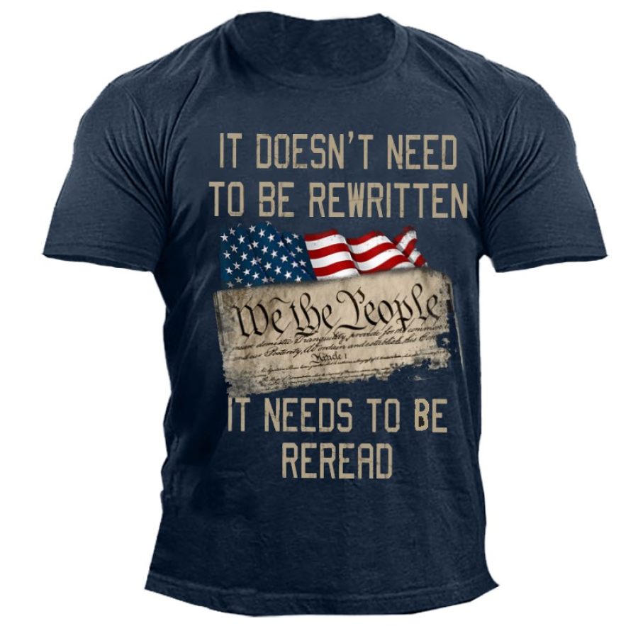 

It Needs To Be Reread We Are Poople Men's Flag Print Cotton T-shirt