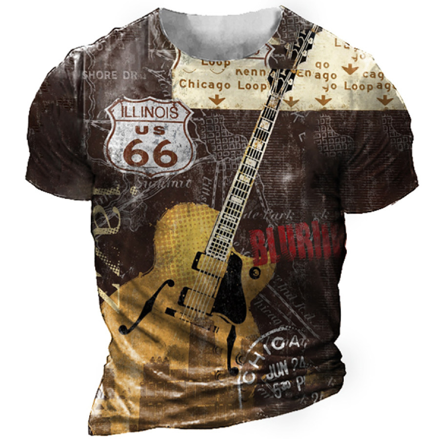 Men's Outdoor Vintage Route 66 Print T-Shirt