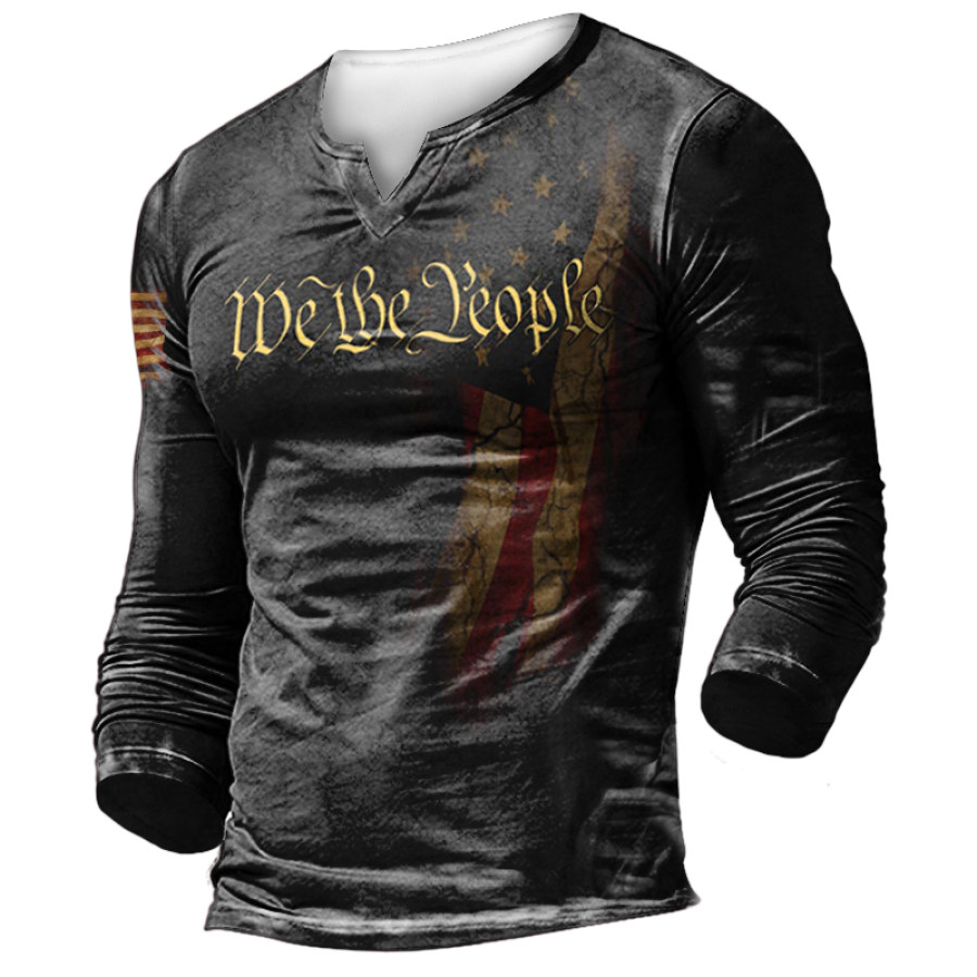 

Mens Fashion Retro Flag Print T-shirt