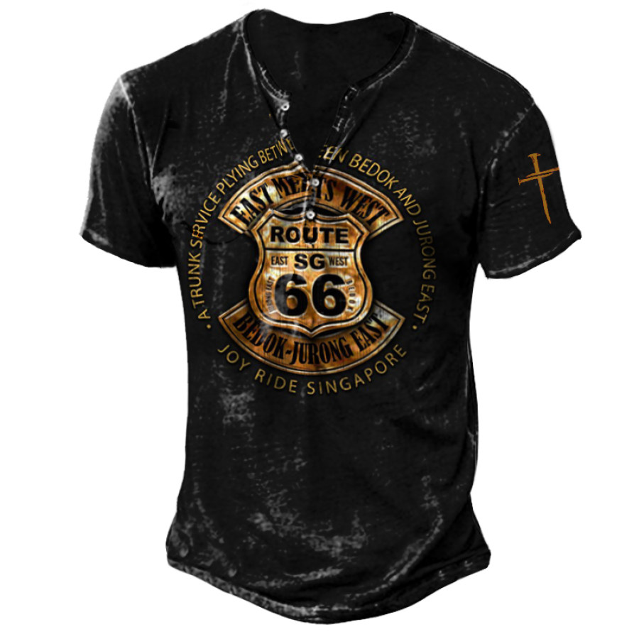 

Mens Fashion Retro Route 66 T-shirt