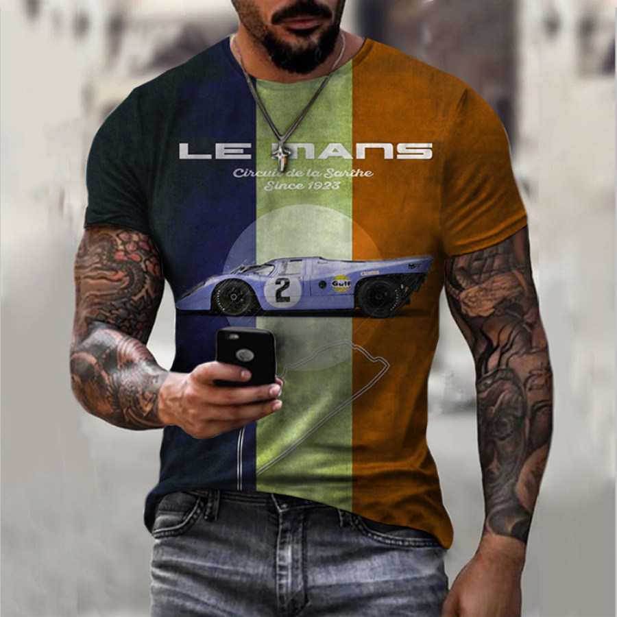 

Men's Retro Car Print Short Sleeve T-Shirt