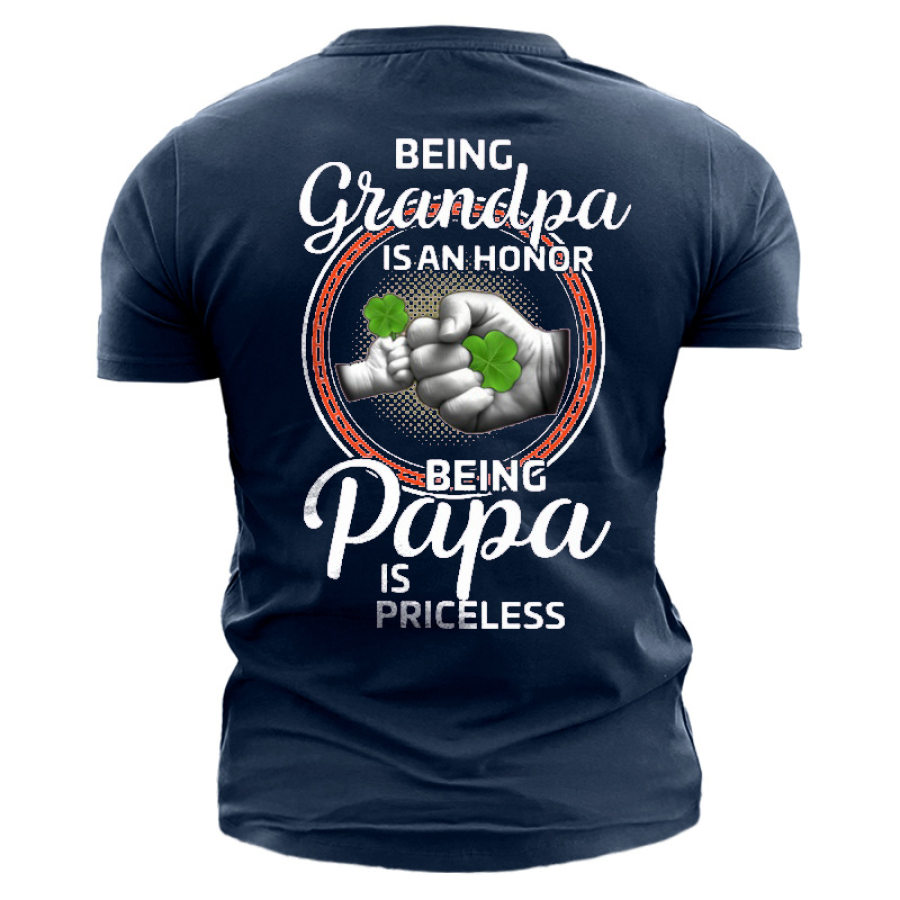 

Being Grandpa Is An Honor Men's Cotton Crew Neck T-Shirt