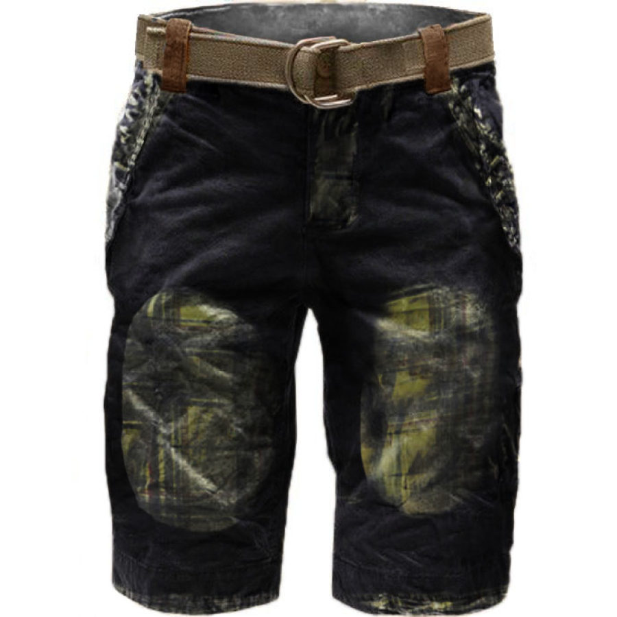 

Men's Outdoor Check Print Durable Tactical Shorts