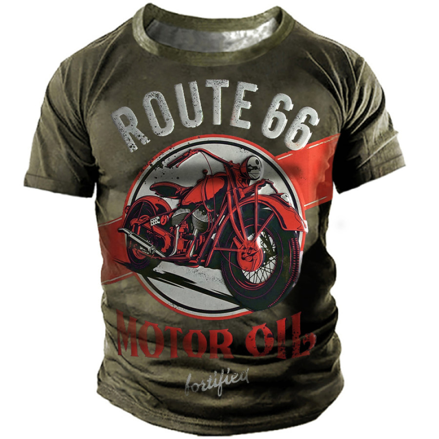 

T-shirt Da Uomo All'aperto Con Olio Per Motori Route 66 Vintage