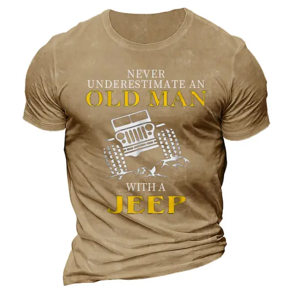 Awesome Never Underestimate An Old Man With A Jeep Men's Cotton T-Shirt - Blaroken.com 