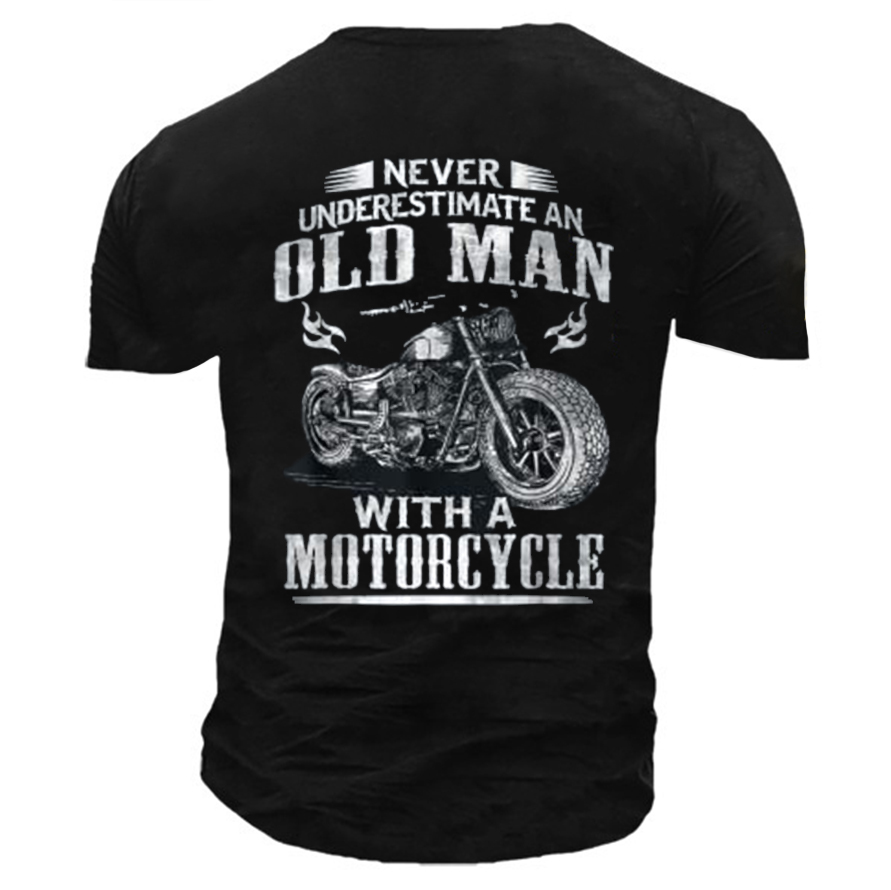 Never Underestimate An Old Chic Man With A Motorcycle T Shirt