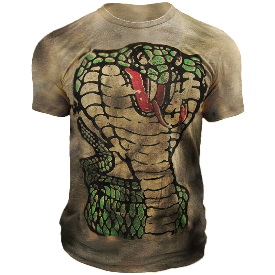

Men's Fashion Vintage Snake Print Short Sleeve T-Shirt