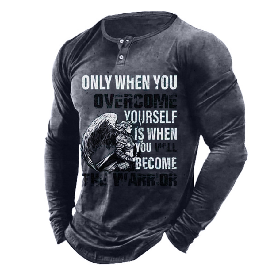 

Overcome Yourself Becone The Warrior Men's Military Print T-Shirt