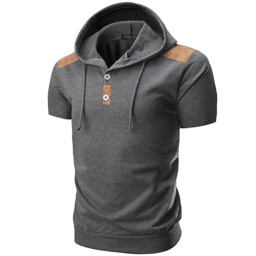 

Men's Athleisure Hooded Short Sleeve T-Shirt