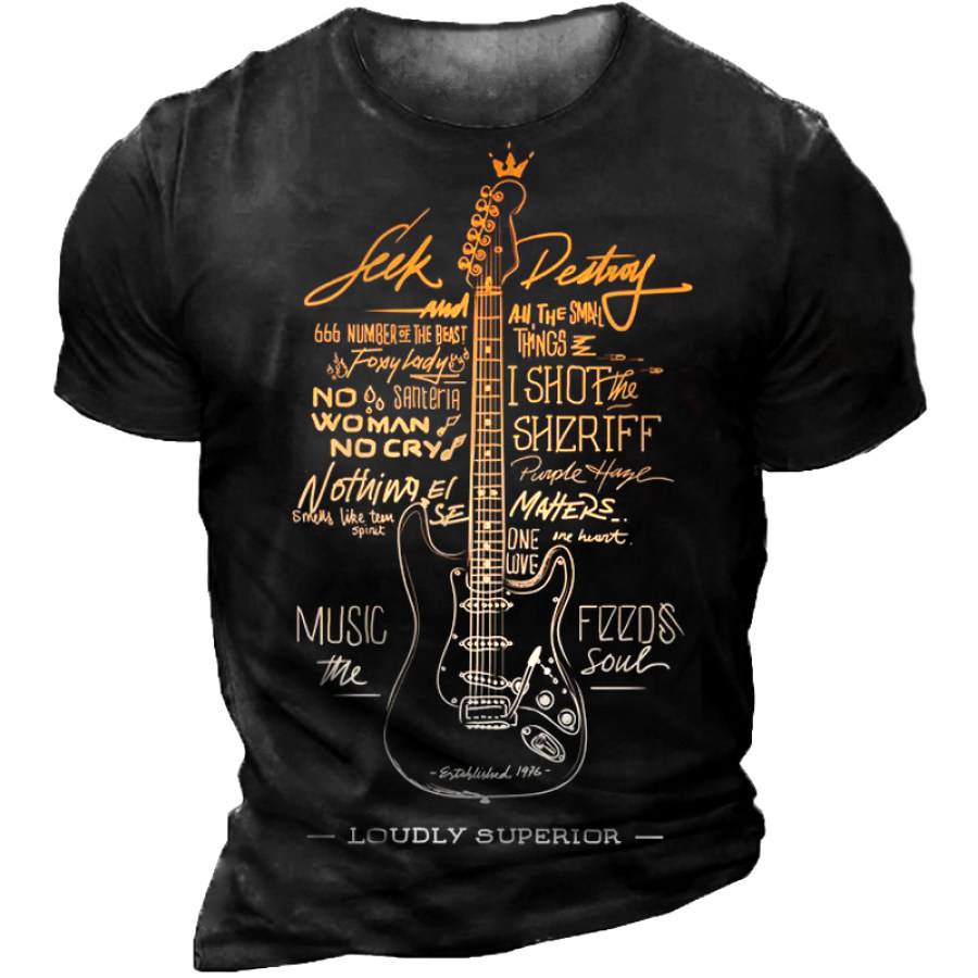 

Guitar Painted Print Men's Outdoor Training Crew Neck T-Shirt