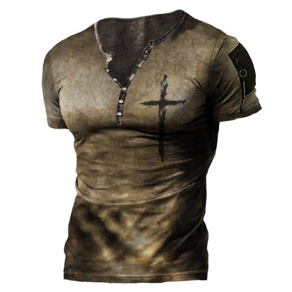 Men's Outdoor Print Henley Shirt