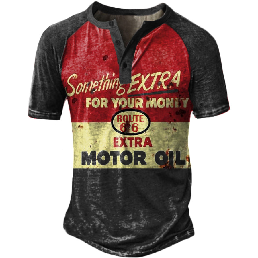 

Men's Outdoor Route 66 Motor Oil Print Henry T-Shirt
