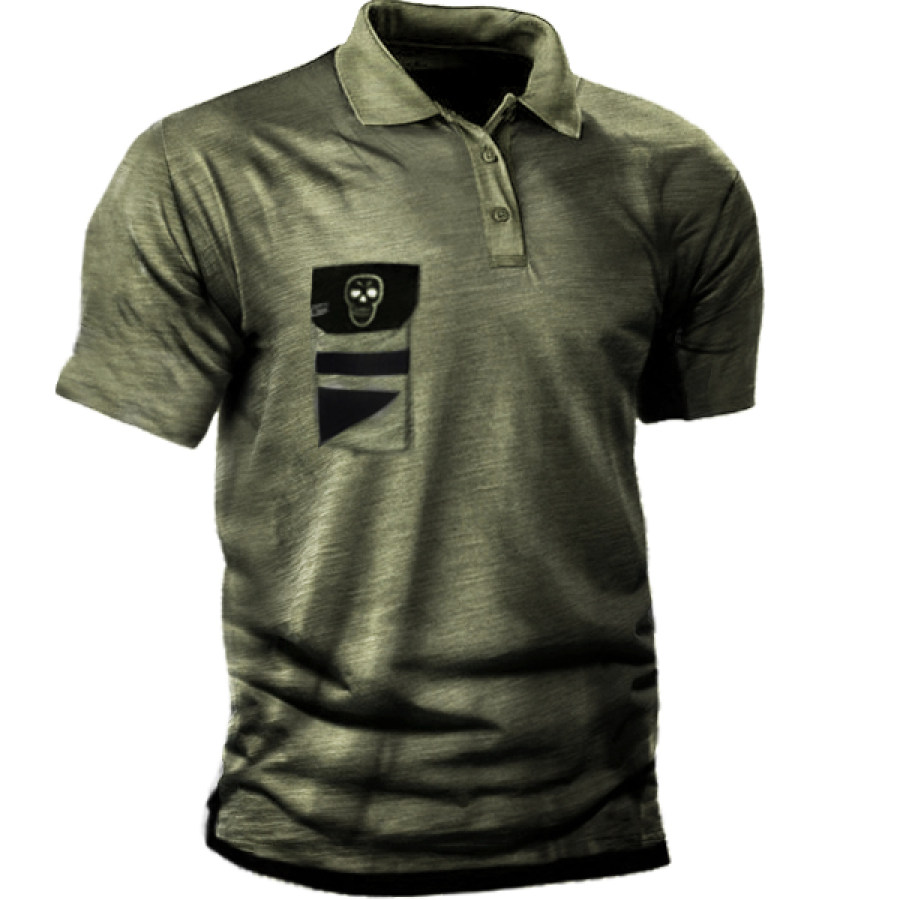 

Men's Outdoor Skull Pocket Tactical Polo T-shirt