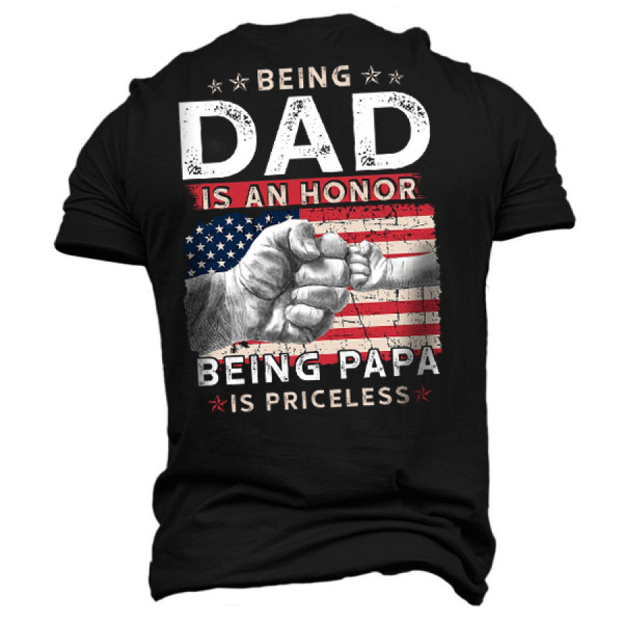

T-shirt Da Uomo In Cotone Con Bandiera Americana An Honor Being Papa