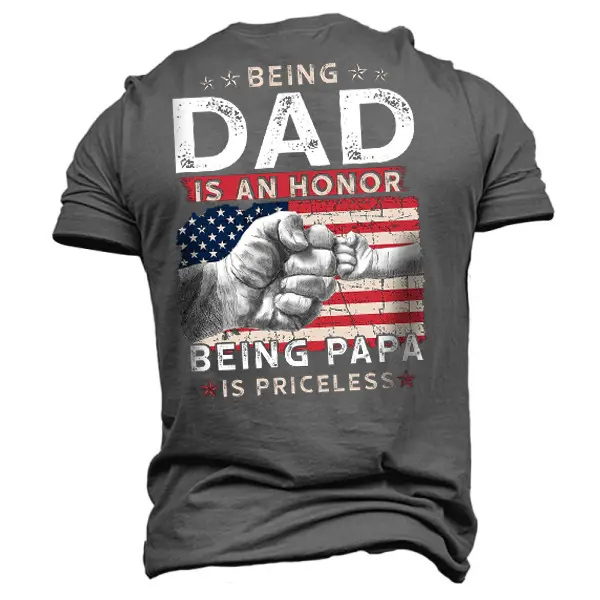 Men's American Flag An Honor Being Papa Cotton T-Shirt - Blaroken.com 