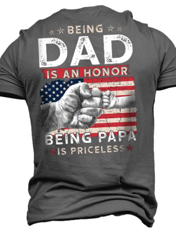 Men's American Flag An Honor Being Papa Cotton T-Shirt - Oasisjoy.com 