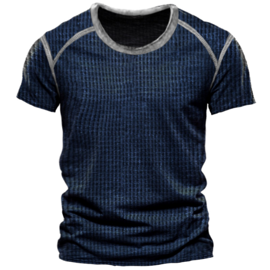 

Men's Outdoor Waffle Vintage Short Sleeve Tactical T-Shirt