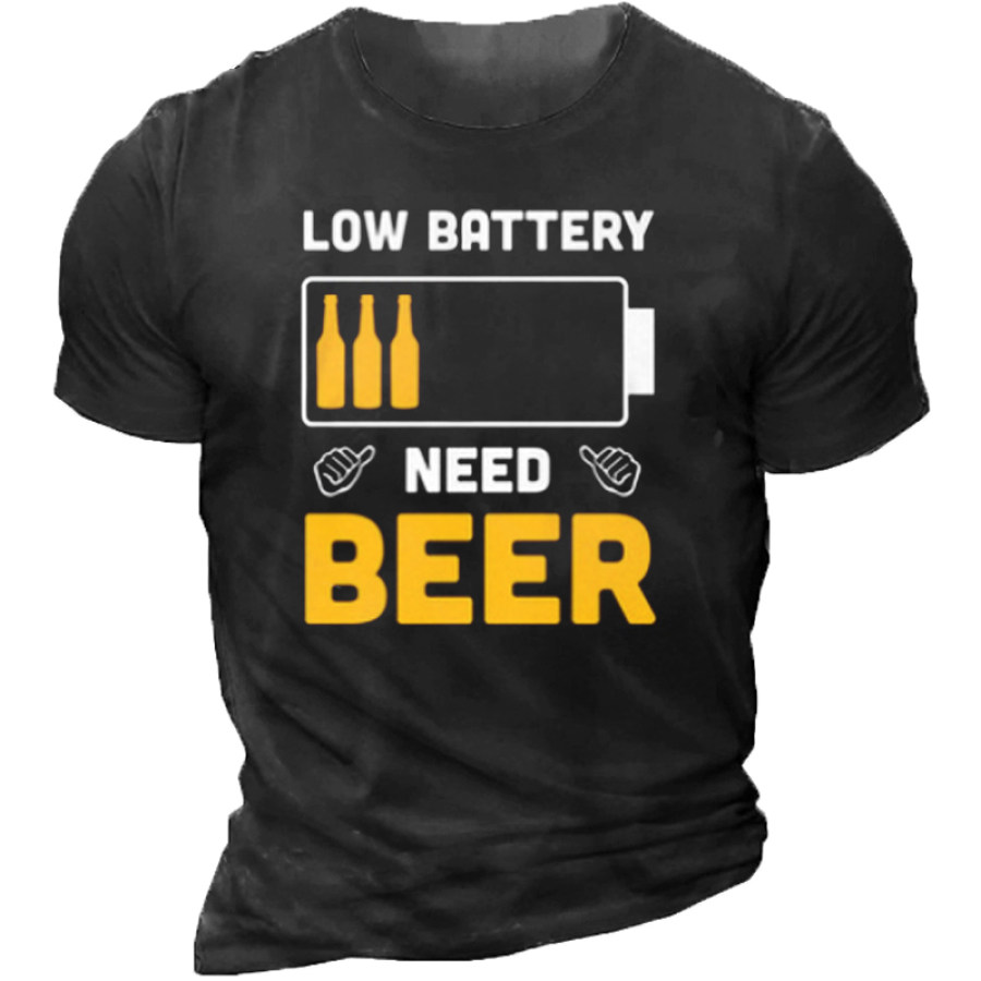 

Low Battery Need Beer Print Short Sleeve Casual Basic T-Shirts