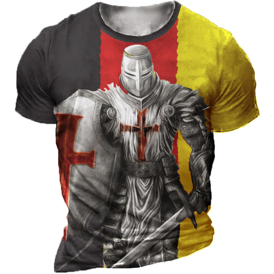 

Men's Vintage German Flag Templar Print T-Shirt