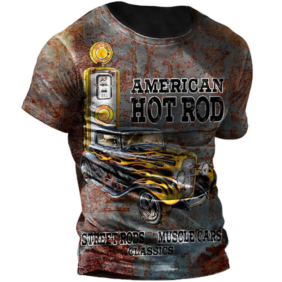 

Men's Vintage Motor Oil Print Motorcycle T-Shirt