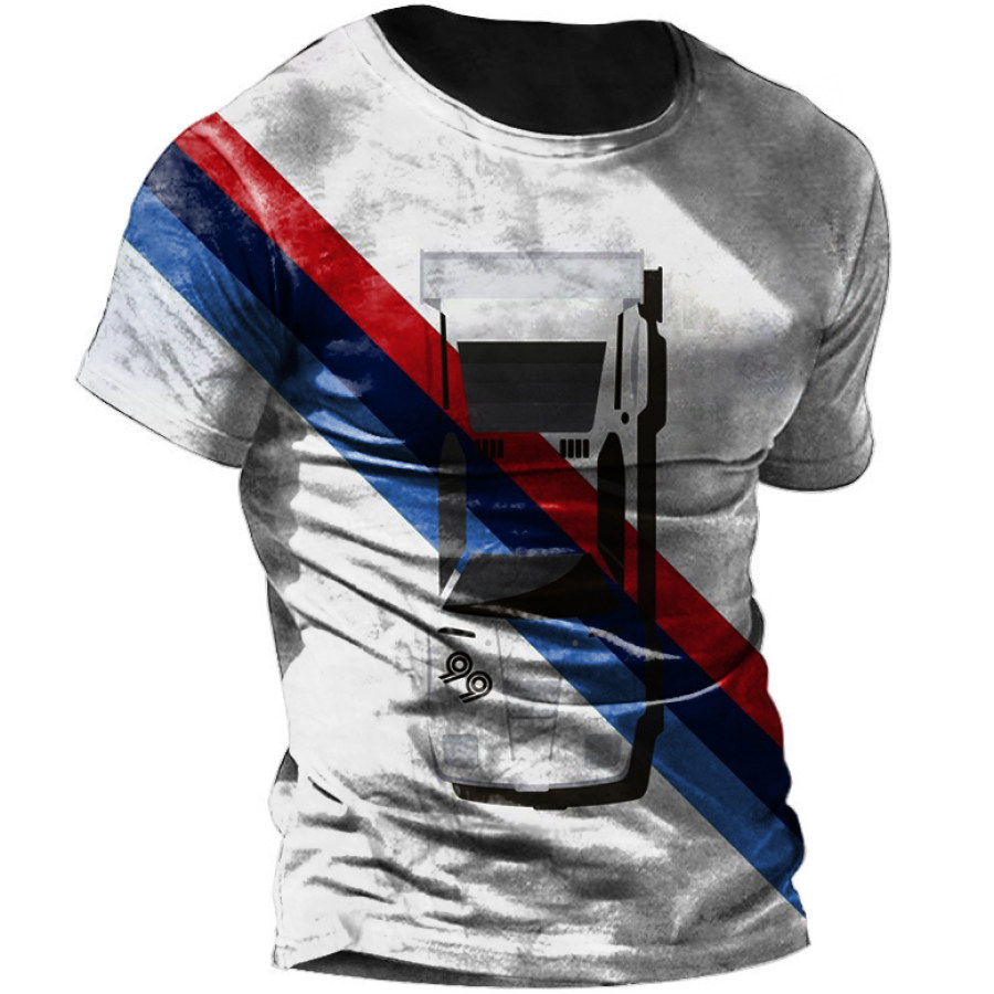 

Men's Vintage Striped Racing Print T-Shirt