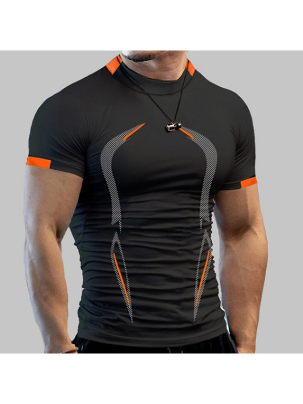 Men's Fashion Fitness Sports Breathable Quick Dry Short Sleeve T-Shirt