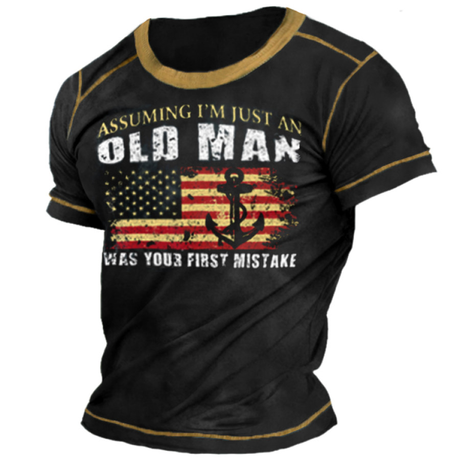 

Old Men Was Your First Mistake American Flag Men's Outdoor T-Shirt