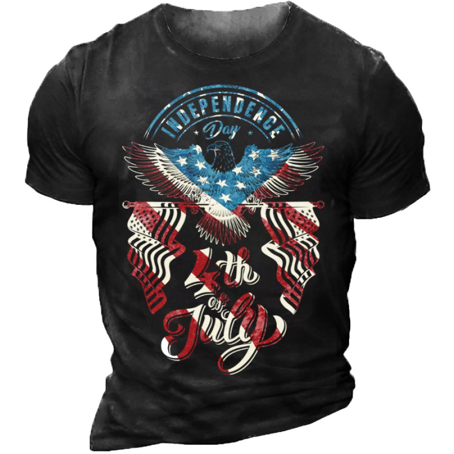 

Independent Day Letter Casual Crew Neck Cotton Short Sleeve T-Shirt