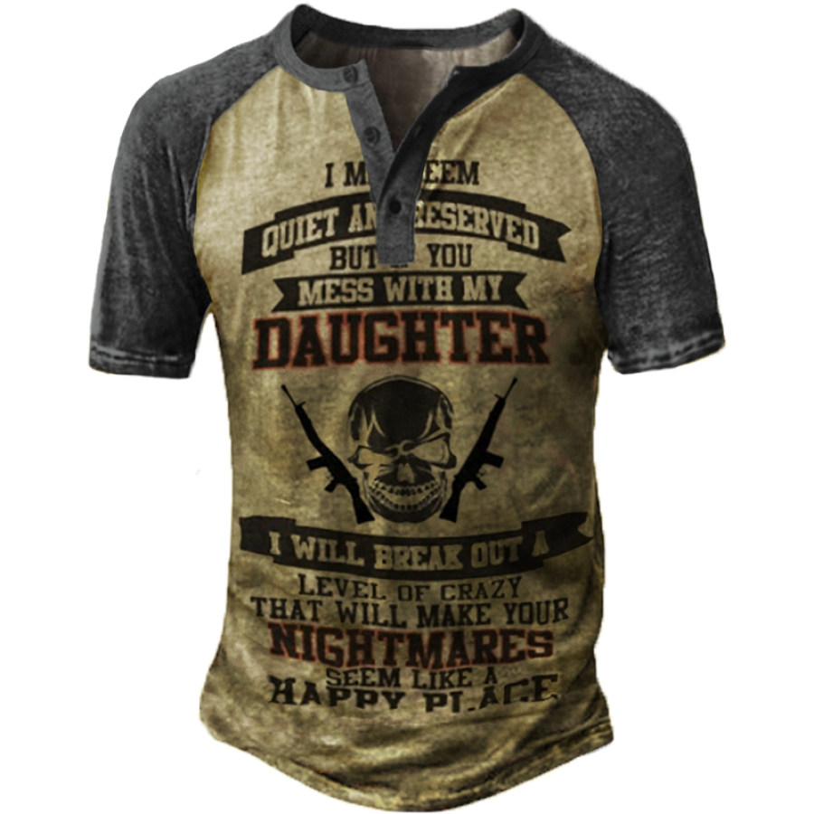 

Men's Outdoor Comfortable Breathable Letter Print Henley T-Shirt