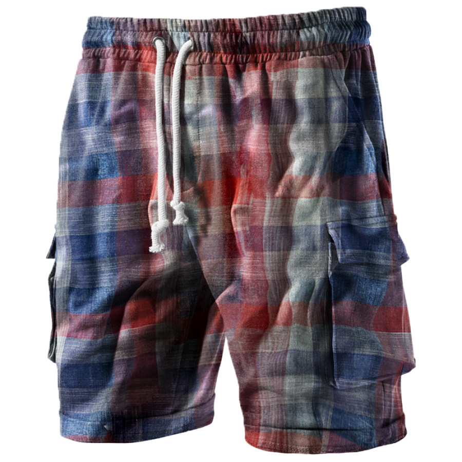 

Men's Outdoor Retro Classic Check Multi-pocket Stretch Sports Shorts