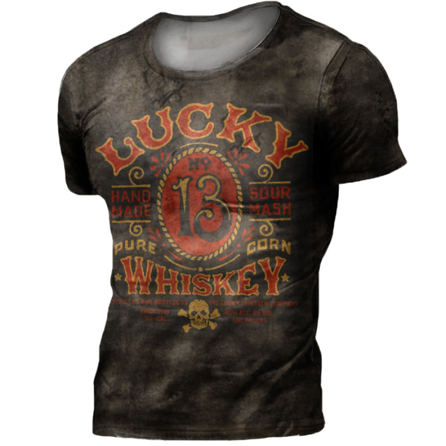 

Men's Vintage Lucky 13 Letter Print T-Shirt
