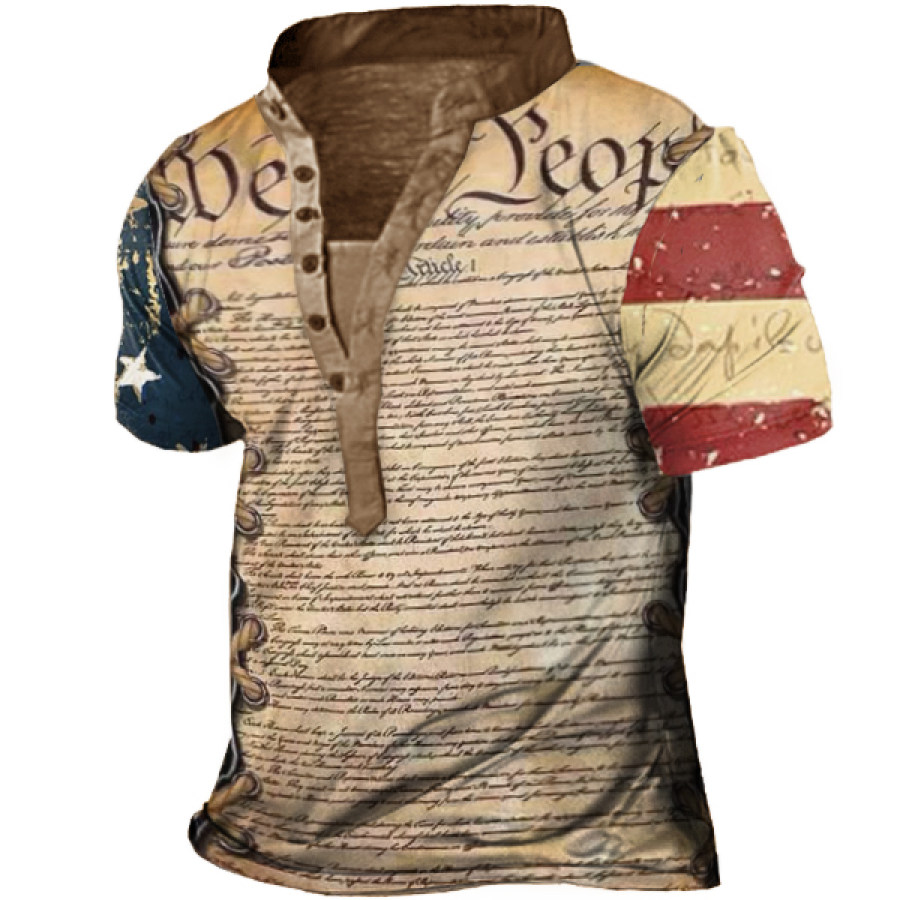 

We The People American Flag Men's Vintage Henry T-Shirt