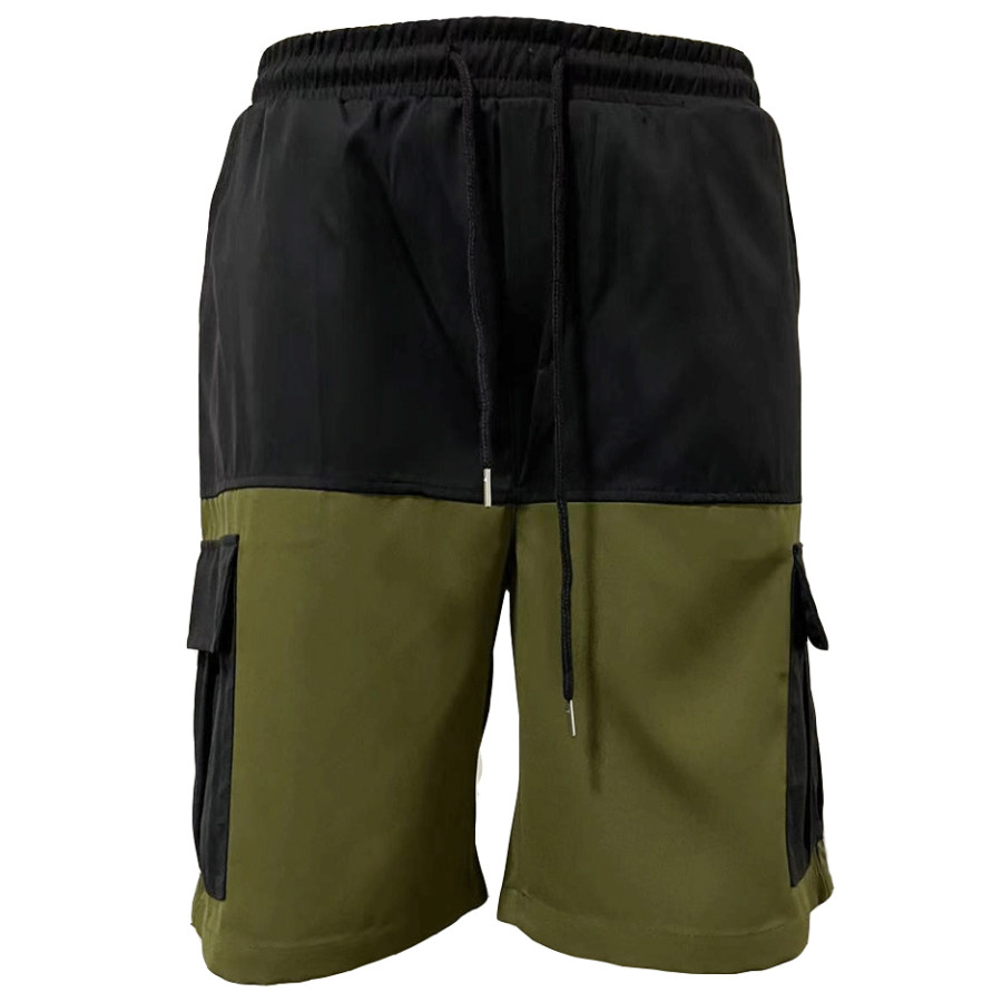 

Men's Athleisure Patchwork Loose Cargo Shorts