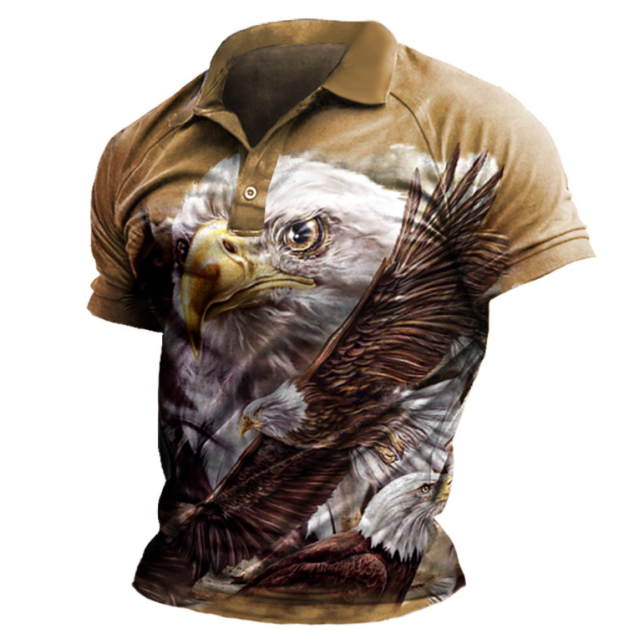 

Men's Vintage Eagle Print POLO Shirt