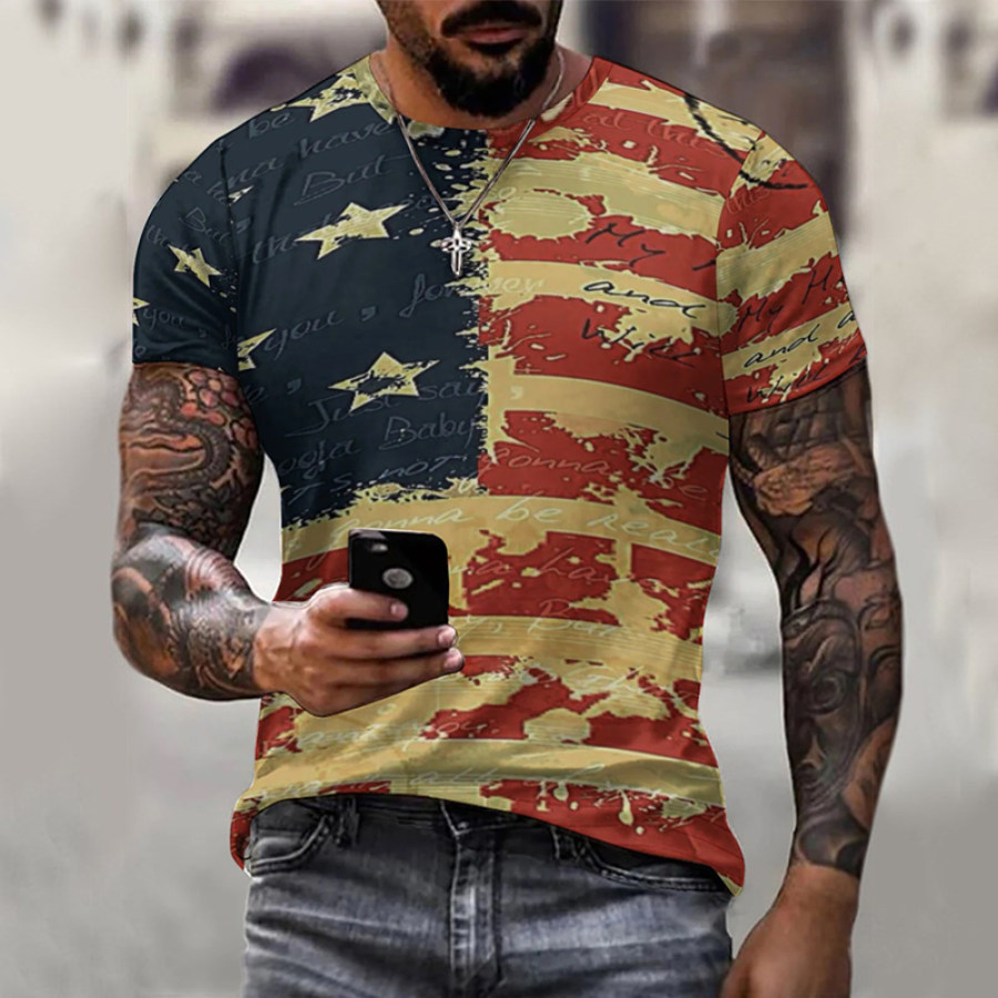 

American Flag Vintage Short Sleeve Short Sleeve T-Shirt