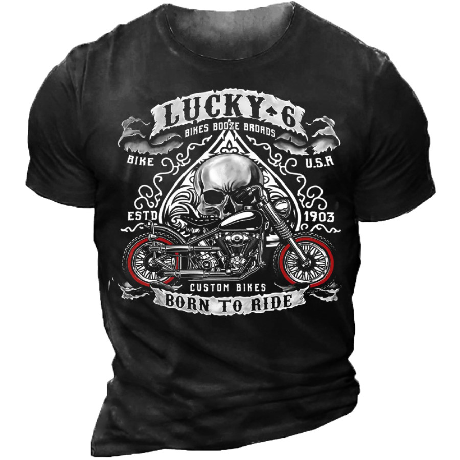 

Men's Vintage Motorcycle Print T-Shirt
