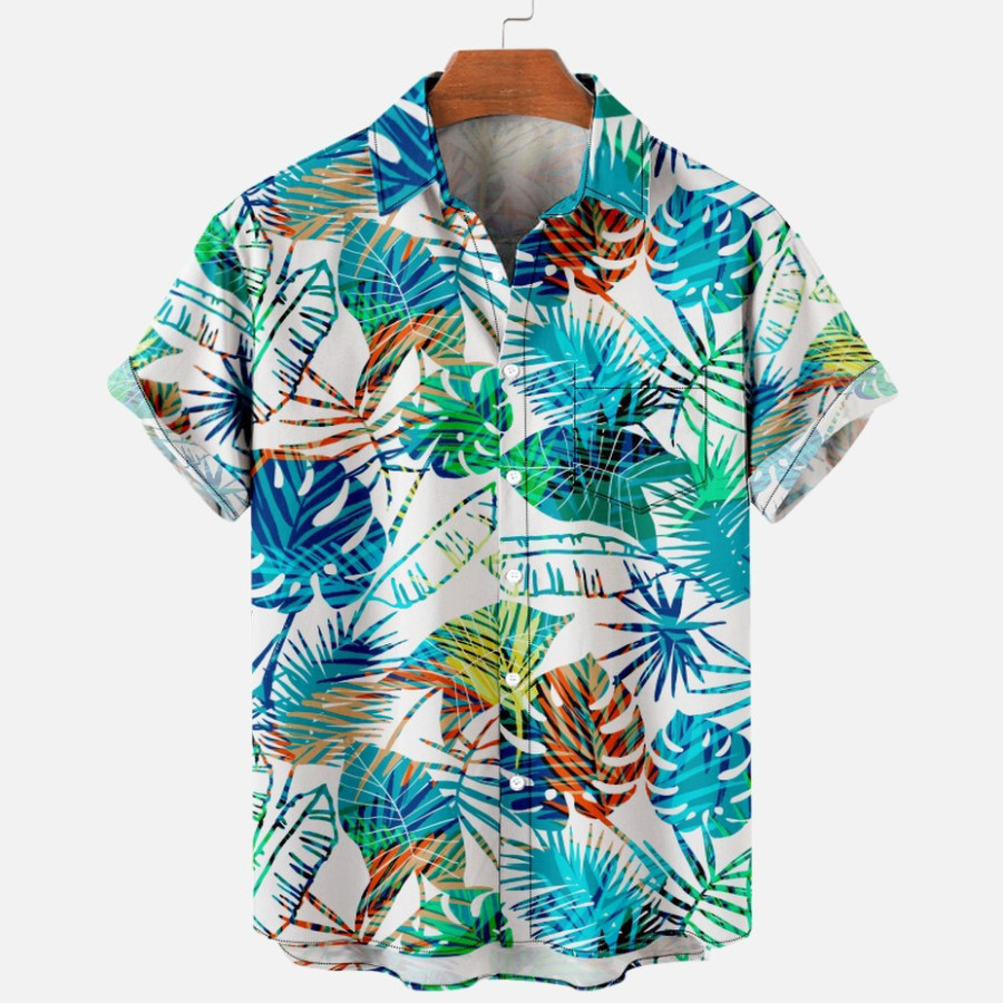 Men's Casual Hawaiian Print Beach Short Sleeve Shirt