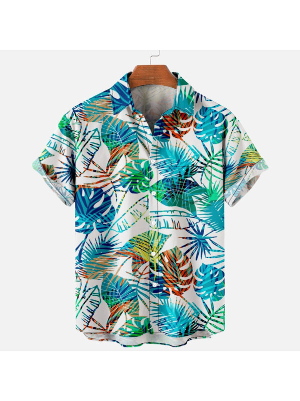 Men's Casual Hawaiian Print Beach Short Sleeve Shirt
