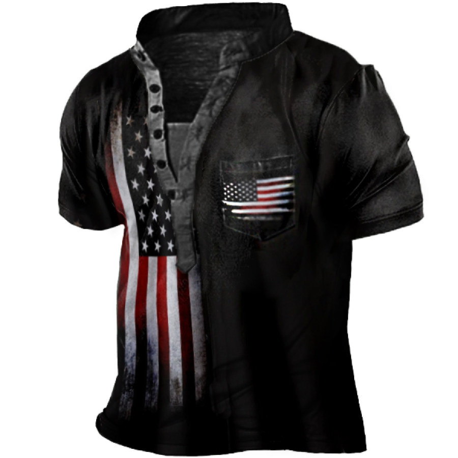 

Mens Independence Day American Flag Print Casual Breathable Short Sleeve T-shirt