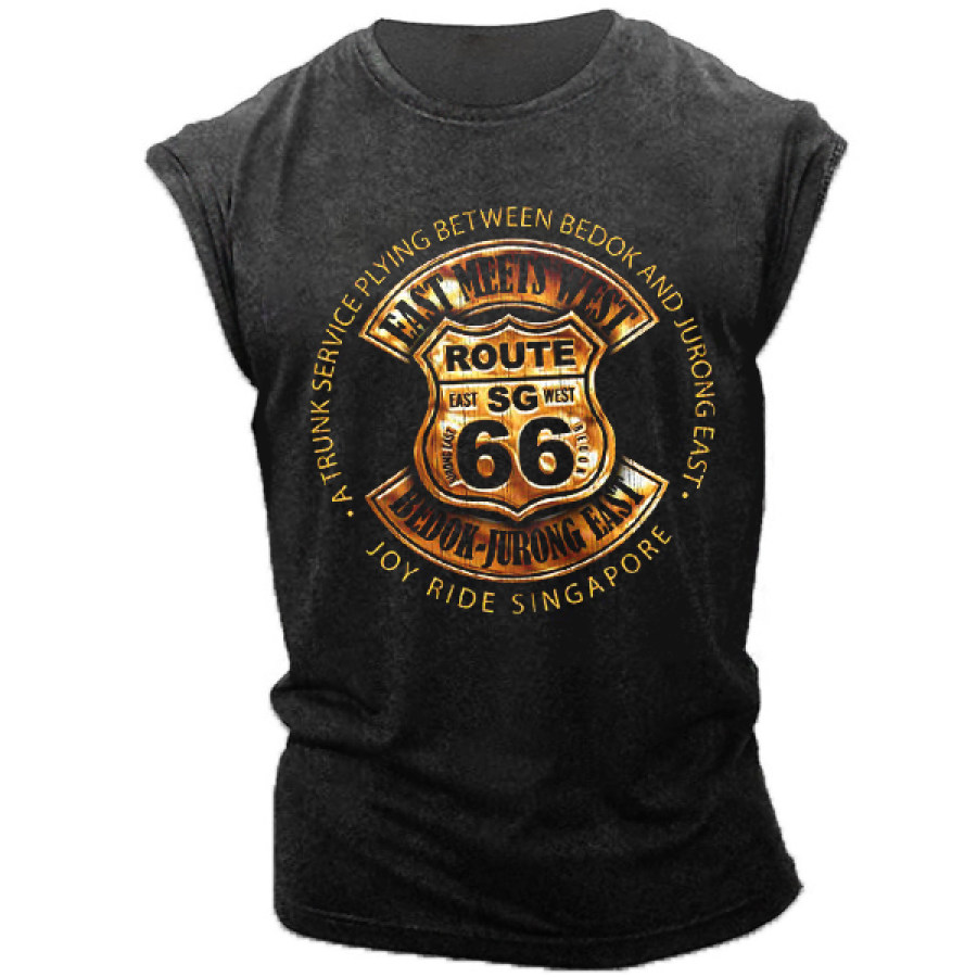 

Men's Outdoor Route 66 Vintage Print Sleeveless Tank Top